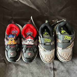 Paw Patrol Kids Sneakers - Black, Gray, and Red (boys  size 9) 2 pairs